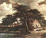 Landscape with a Hut Meindert Hobbema
